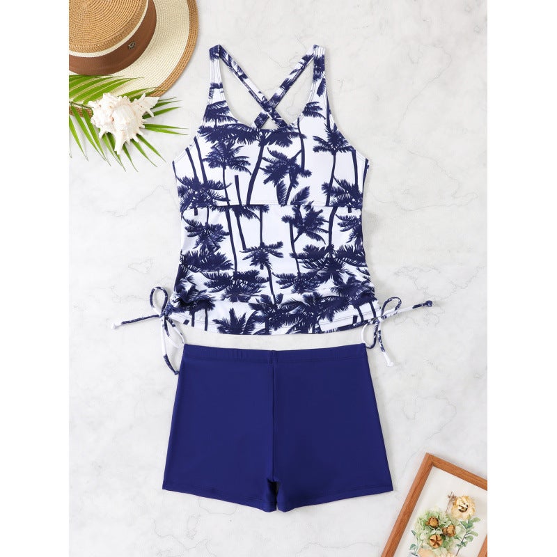 Two-Piece Swimsuit With Boxer Briefs, Bikini With Fruit Print, - Image 1