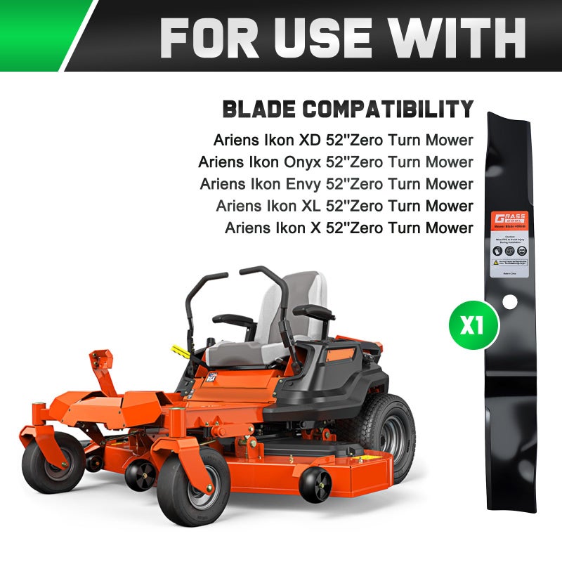 Grasscool Ikon XD 52 inch 04771200 Blades Compatible with Ariens Ikon Onyx Envy Apex Edge X XL 52",Gravely ZT HD ZTX XL 52" Zero Turn Mower - Image 2