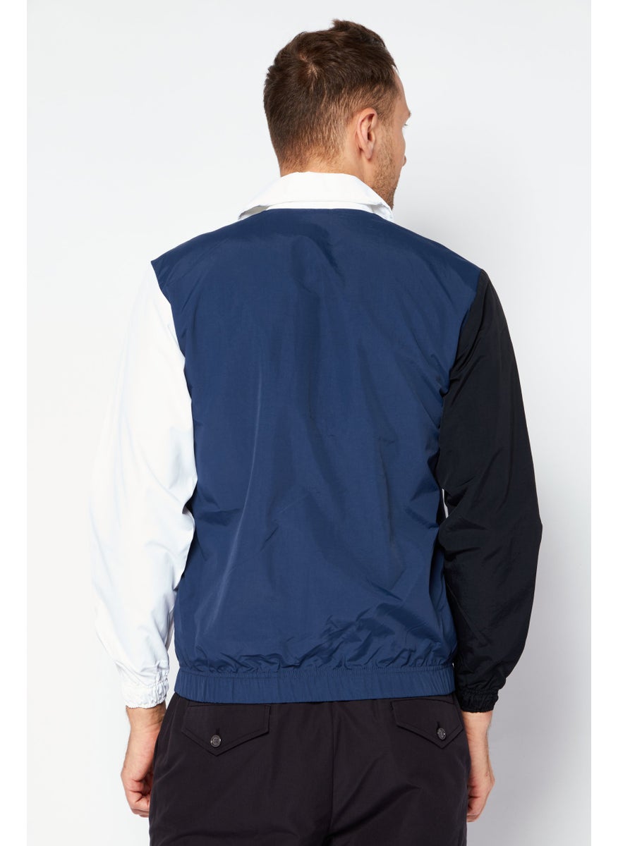 ESPRIT - Men Brand Logo Windbreaker Jacket, Blue Combo - Image 1
