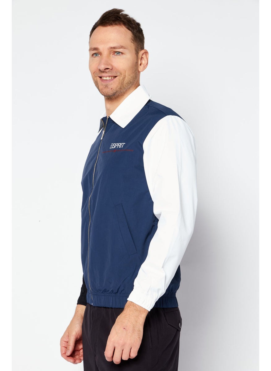 ESPRIT - Men Brand Logo Windbreaker Jacket, Blue Combo - Image 1