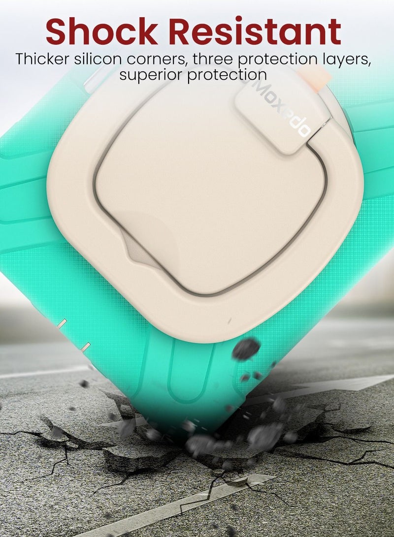 Moxedo Heavy Duty Shockproof Rugged Protective Colorful Case with 360 Rotating Kickstand and Shoulder Strap for Kids Compatible for iPad Mini 4 / 5 - Mint Green - Image 5