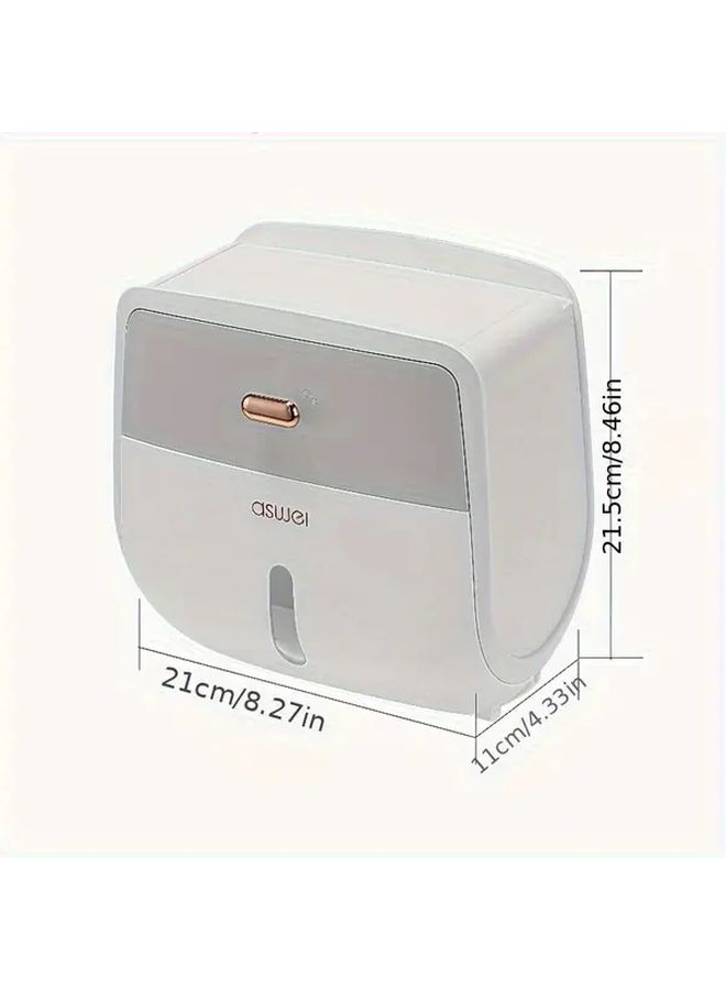 Pink No Drill Adhesive Toilet Paper Holder Bathroom Organizer Waterproof Plastic Double Layer Shelf Clock Storage - Image 3