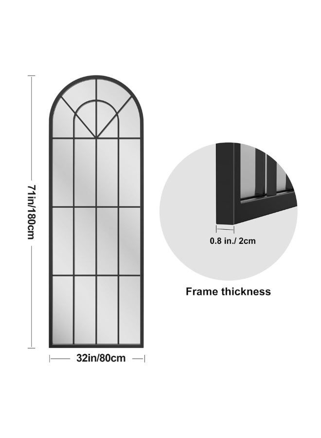 Vphom مرآة كبيرة مقوسة بطول كامل (80 × 180 سم) - مرآة شبكية بإطار معدني أسود مزخرف للأرضية أو الجدار أو الاستناد - مرآة أرضية مقوسة عصرية - Image 3
