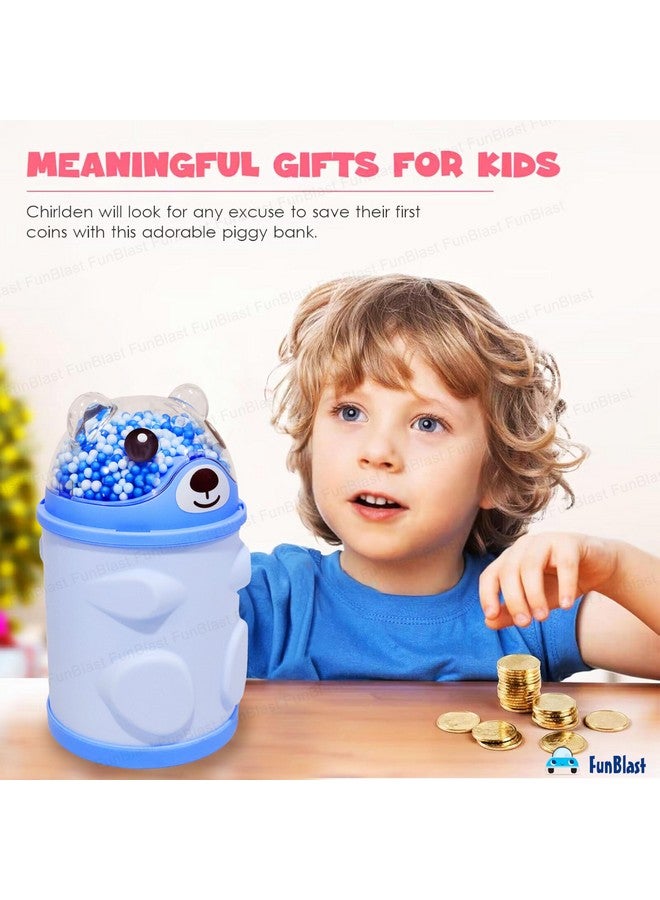 FunBlast Piggy Bank - Bear Shaped Coin Box for Kids, Money Bank for Kids, Piggy Bank for Kids, Money Box for Kids, Coin Box with Password Lock, Gifts for Girls, Best Return Gifts for Kids (Blue) - Image 3