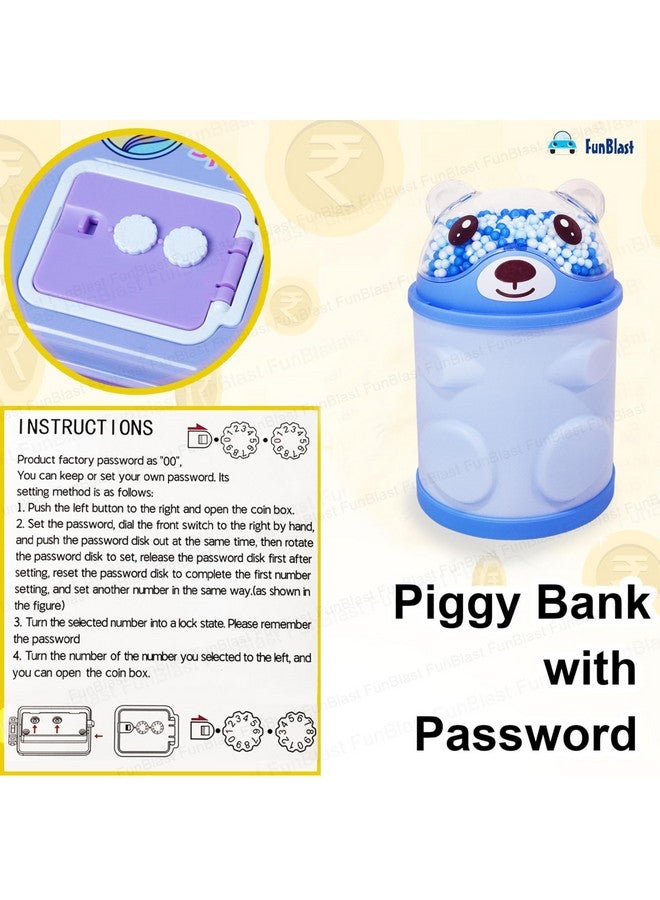 FunBlast Piggy Bank - Bear Shaped Coin Box for Kids, Money Bank for Kids, Piggy Bank for Kids, Money Box for Kids, Coin Box with Password Lock, Gifts for Girls, Best Return Gifts for Kids (Blue) - Image 5