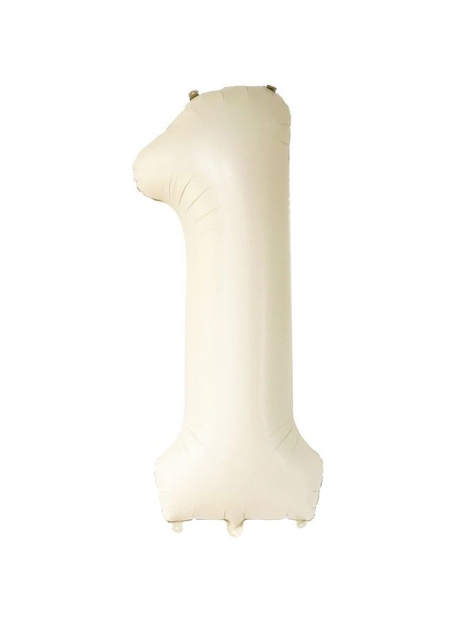 KATCHON Giant Cream White 1 Balloon Number 40 Inch ; 1 Birthday Balloon Decor ; 1St Birthday Decorations For Party ; Cream Number 1 Balloon ; 1 Year Old Balloon For 1St Birthday Party Supplies - Image 2