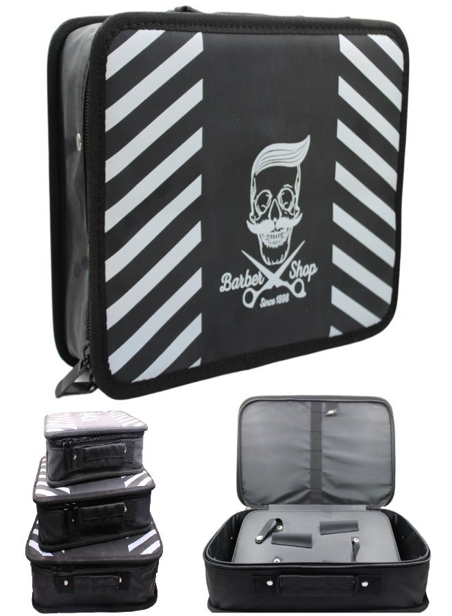 حقيبة أدوات الحلاقة، حقيبة واسعة ومتينة مصممة لتخزين وتنظيم جميع أدوات العناية الشخصية الأساسية. تتميز بحجرات متعددة ومقبض متين.