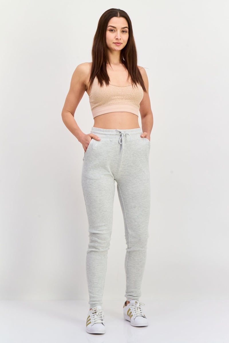 KANGOL Women Regular Fit Drawstring Solid Jogger Pants, Grey - Image 4