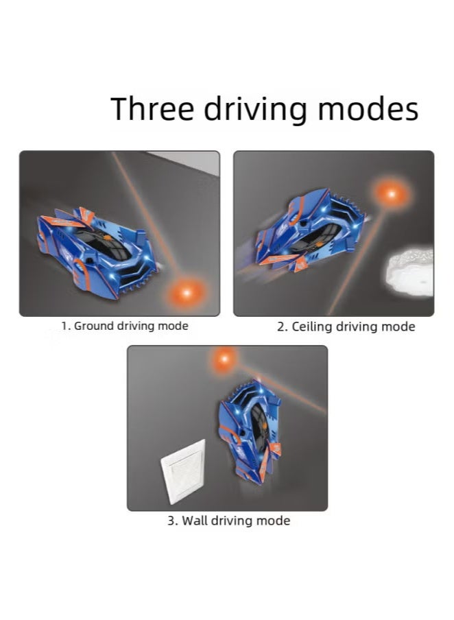 Remote Control Stunt Car Light-chasing Wall-climbing Car Infrared Induction Racing Watch Remote Control Car Children's Toy Car-Color:Remote Control Climbing Car Blue - Image 2