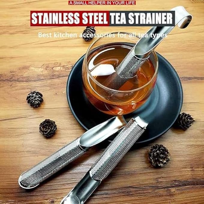 ريحني عبوة من 2 منقوع شاي، مصفاة شاي شبكية فائقة الدقة للشاي السائب، مقبض طويل من الفولاذ المقاوم للصدأ، موزع شاي لأوراق الشاي والقهوة والتوابل والتوابل - Image 5