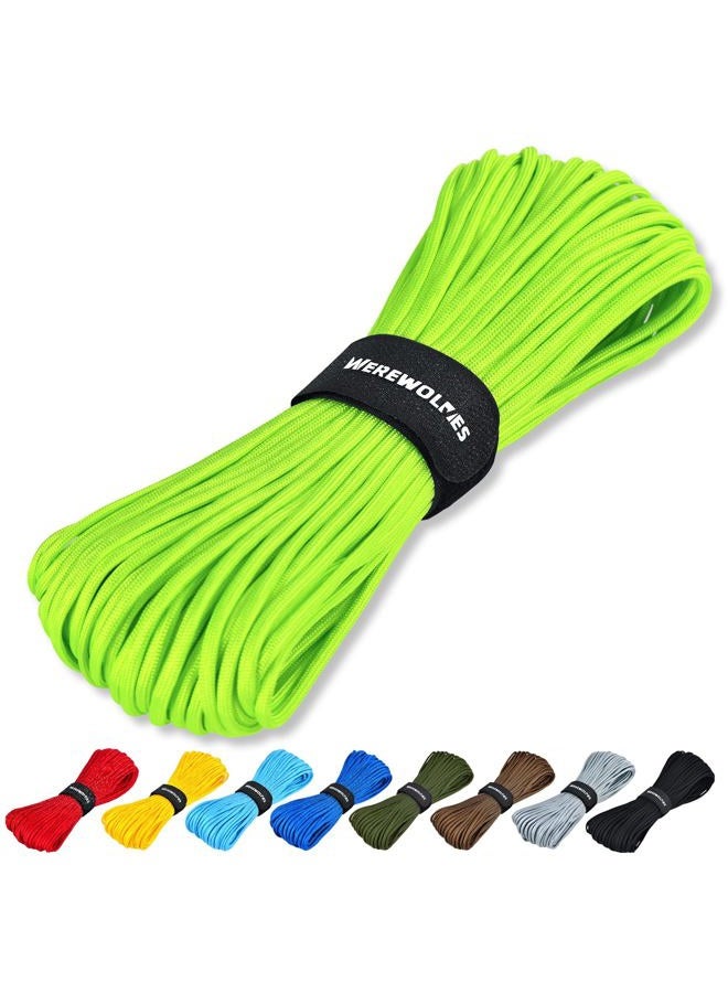 WEREWOLVES Paracord Rope, 7 Strand Type III Parachute Cord 4mm 100ft / 200ft for Crafting, DIY Projects, Survival Bracelets (Neon Green, 100 ft) - Image 1