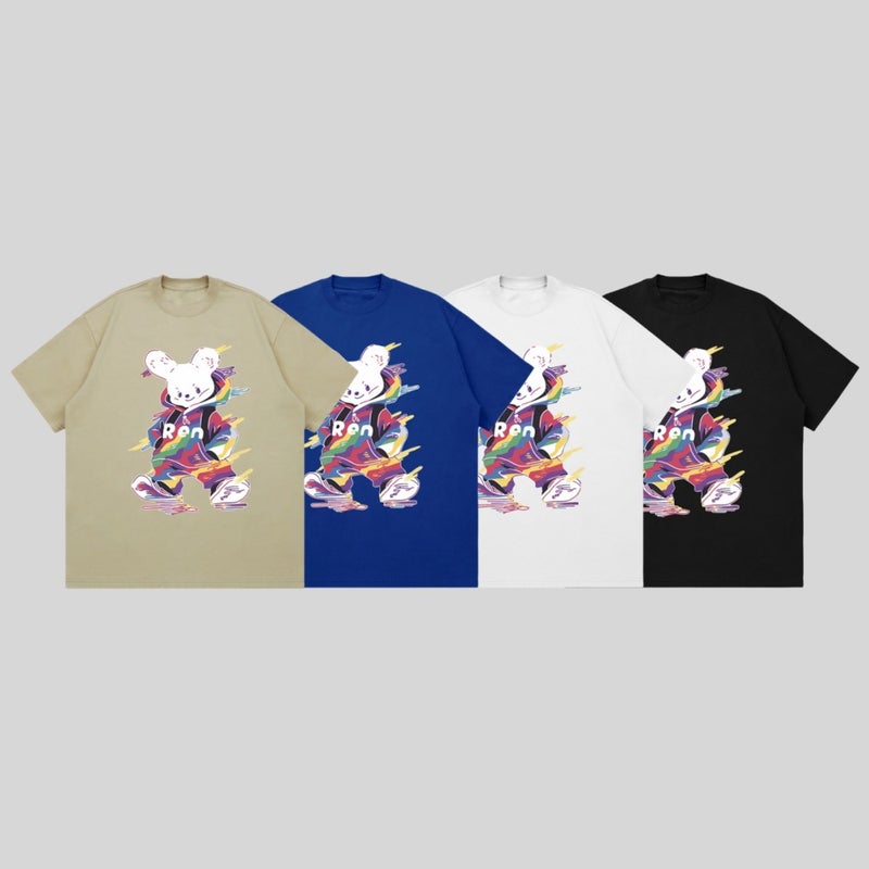 American Retro Hip Hop Rabbit Short-sleeved T-shirt for Men and Women Spring and Summer 2024 New Ins Design Sense Loose Half-sleeved Top - Image 2