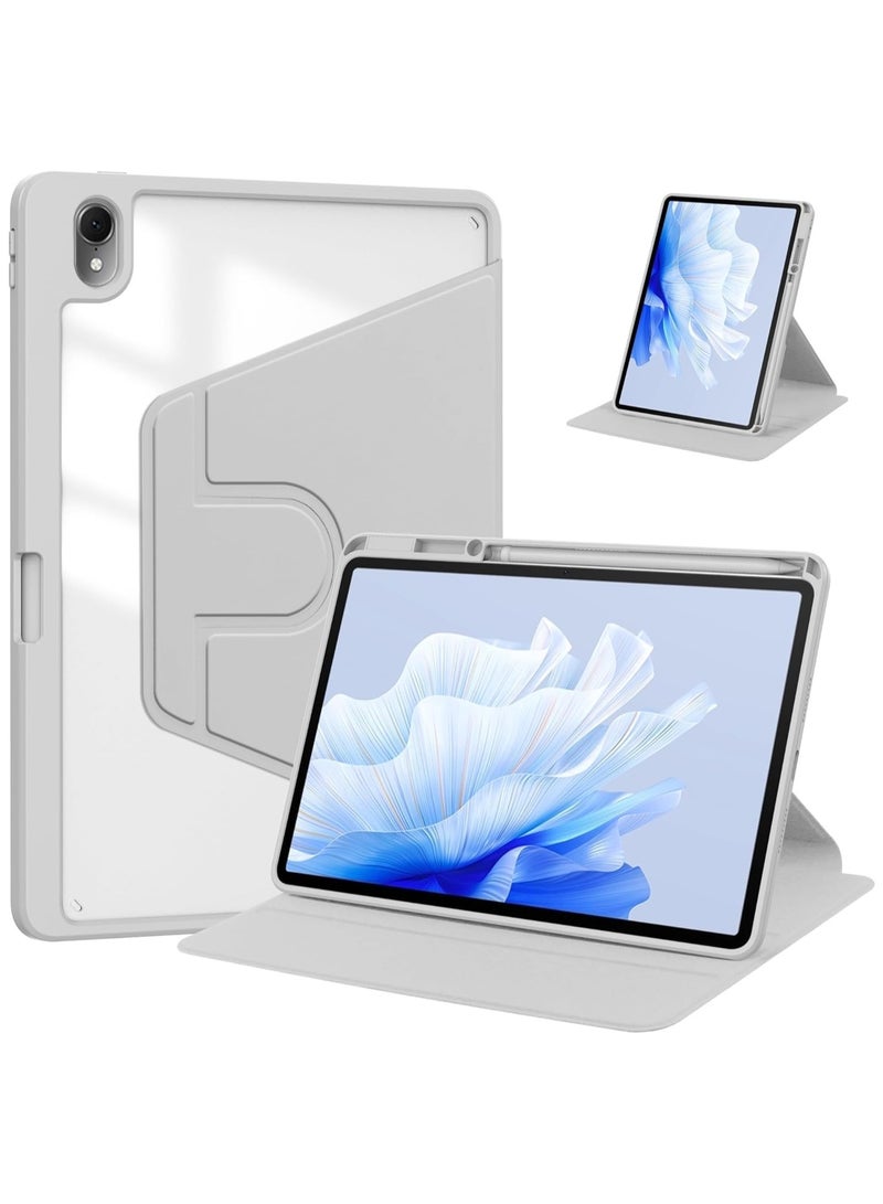 VKL Clear Back Case Compatible with Huawei MatePad Air 11.5 Inch Released 2023 with Pen Holder, 360 Degree Swivel Stand Folio Flip Smart Tablet Cover Auto Sleep/Wake Tablet Case (Grey) - Image 1