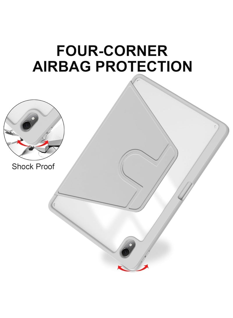 VKL Clear Back Case Compatible with Huawei MatePad Air 11.5 Inch Released 2023 with Pen Holder, 360 Degree Swivel Stand Folio Flip Smart Tablet Cover Auto Sleep/Wake Tablet Case (Grey) - Image 3