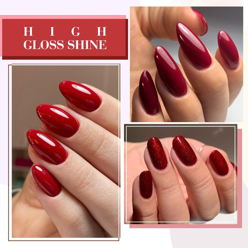 CANNI 6Pcs 9ml Hema-Free Red Gel Nail Polish Set- Dark Red Burgundy Glitter Gel Polish Kit DIY at Home Salon Christmas New Year's Gifts for Girls - Image 5