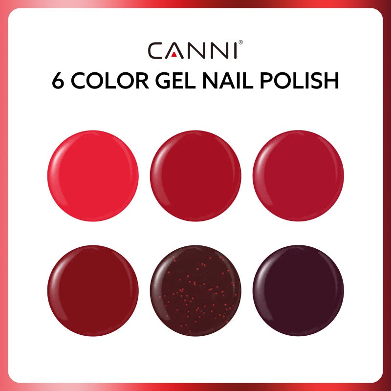 CANNI 6Pcs 9ml Hema-Free Red Gel Nail Polish Set- Dark Red Burgundy Glitter Gel Polish Kit DIY at Home Salon Christmas New Year's Gifts for Girls - Image 2