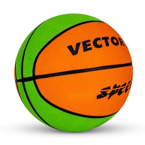 Vector X 8 Panel Speed Rubber Moulded Indoor/Outdoor Basketball with Butyl Bladder, Green-Orange, Size: 3 (Suitable for Practice/Match/Training) + Free Air Needle - Image 2