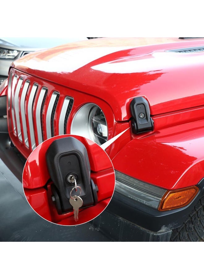 KISSUN Car Anti-theft Hood Latches Catch for 2018 2019 2020 2021 2022 2023 2024 Jeep Wrangler JL JLU 4XE Rubicon Sahara Sport Gladiator JT with Lock Keys - Image 3
