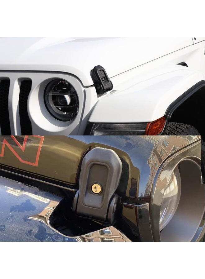 KISSUN Car Anti-theft Hood Latches Catch for 2018 2019 2020 2021 2022 2023 2024 Jeep Wrangler JL JLU 4XE Rubicon Sahara Sport Gladiator JT with Lock Keys - Image 2