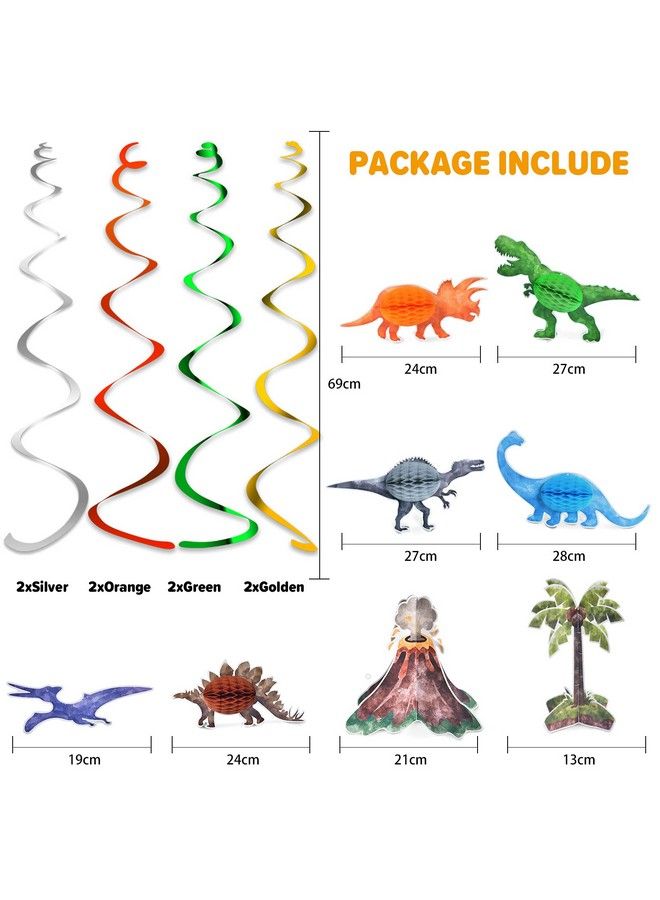Wernnsai Watercolor Dinosaur Party Centerpieces 8 Pcs Dinosaur Party Table Decoration For Kids Boys Dino Themed Birthday Table Topper 3D Trex Volcano Honeycomb Centerpieces - Image 3
