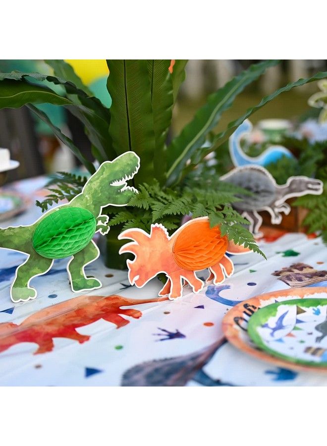 Wernnsai Watercolor Dinosaur Party Centerpieces 8 Pcs Dinosaur Party Table Decoration For Kids Boys Dino Themed Birthday Table Topper 3D Trex Volcano Honeycomb Centerpieces - Image 4
