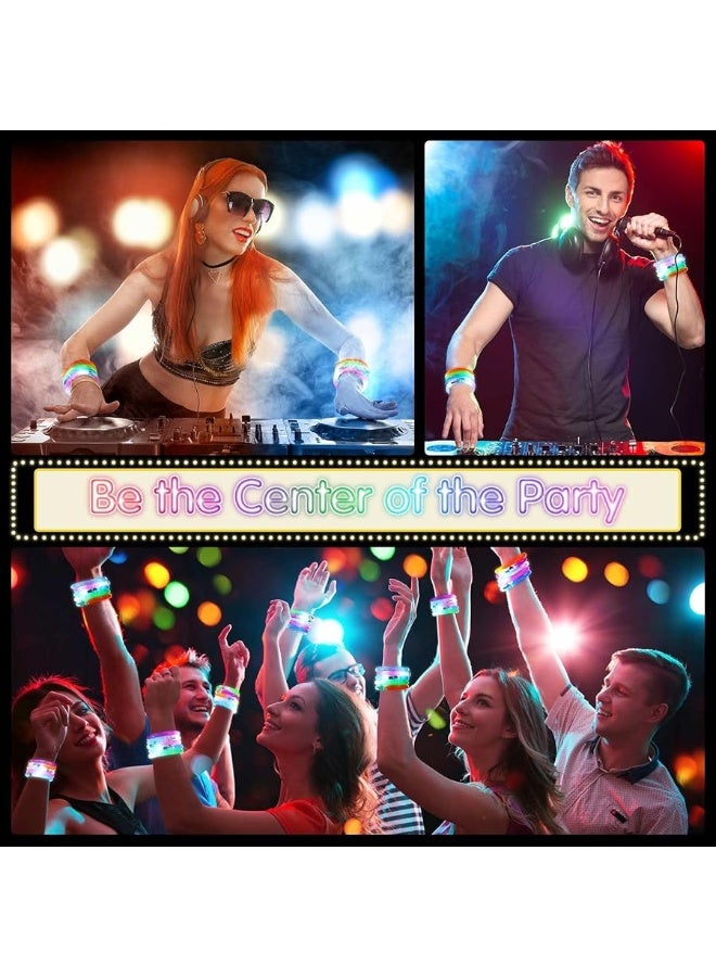 Junkin 100 Pieces Glow Sticks Bracelets Glow in The Dark Bracelets 6 Color LED Bracelets Flashing Light Up Bracelet Set Neon Party Supplies for Light Up Rave Concert Birthday Carnival Party Favors - Image 1