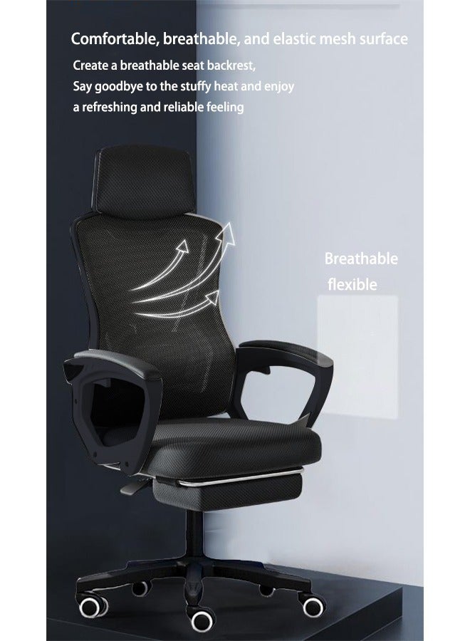 ويمارت كرسي ألعاب، كرسي كمبيوتر قابل للتعديل، كرسي مكتب مع مسند ظهر عالي شبكي، تصميم مريح، دعم قطني، مساند للذراعين مريحة، مسند للرأس، - Image 4