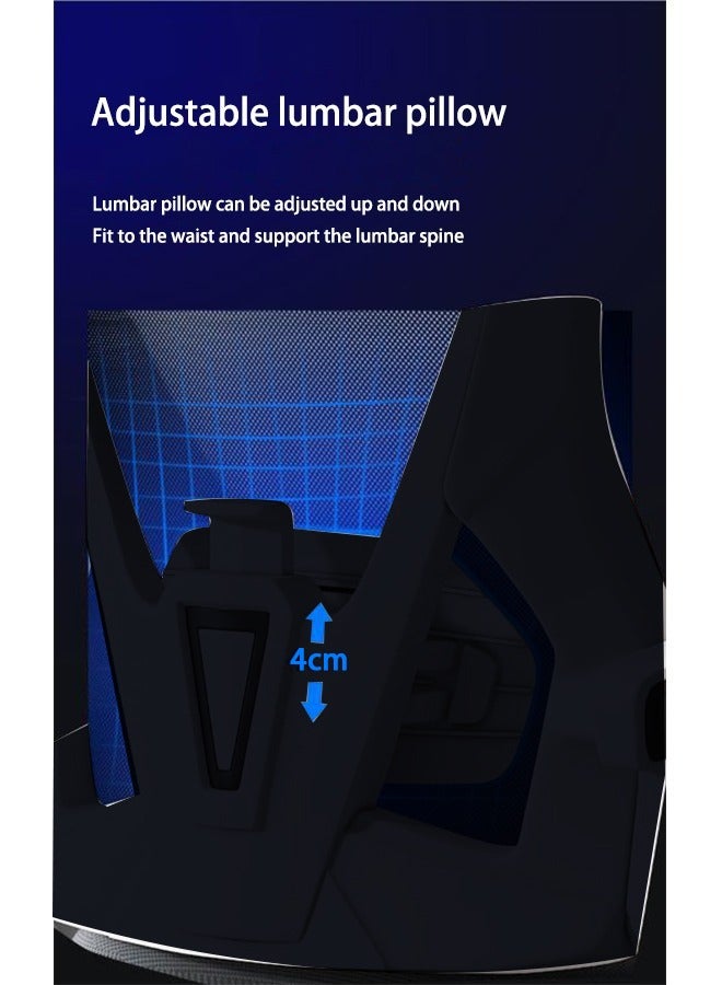 ويمارت كرسي ألعاب، كرسي كمبيوتر قابل للتعديل، كرسي مكتب مع مسند ظهر عالي شبكي، تصميم مريح، دعم قطني، مساند للذراعين مريحة، مسند للرأس، - Image 5