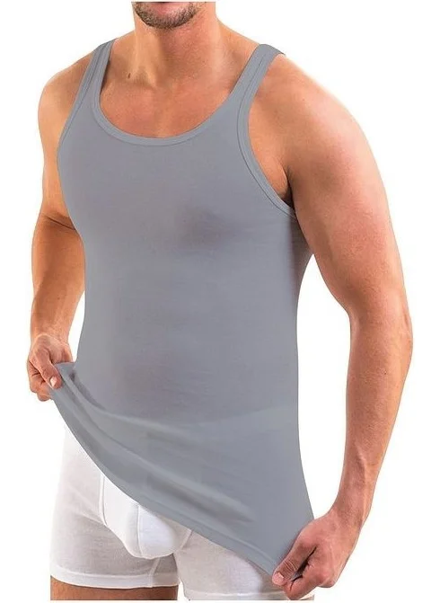 Anthony Jackson 5-Pack Premium Classic Men's Undershirt Alexander Extra Long - Combed Fine Twill Organic Cotton