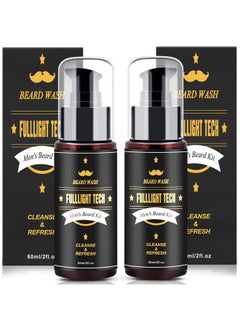 FULLLIGHT TECH 2 Pack Beard Washbeard Shampoo Wargan Oil & Jojoba Oilsrosemary Extract Clean & Moisturizing & Nourishing For Mustache & Beard Maintenance Growthbeard Kit For Men Gift  - Image 2