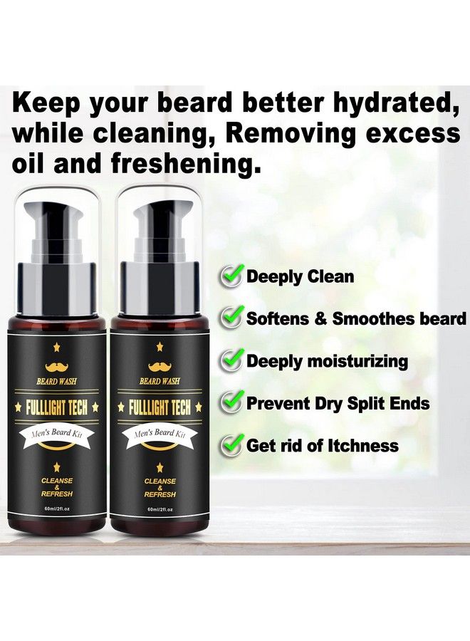 FULLLIGHT TECH عبوة 2 من شامبو غسل اللحية بزيت الأركان وزيت الجوجوبا ومستخلص إكليل الجبل - تنظيف وترطيب وتغذية للحية والشارب - مجموعة العناية باللحية للرجال هدية - Image 5