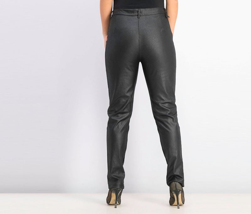 Sinsay Women Coated High Waist Pants, Black - Image 2