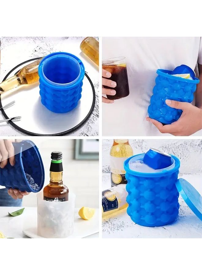 وعاء ثلج بلاستيكي أزرق مع غطاء، مبرد مشروبات سريع التجميد، محمول - Image 5