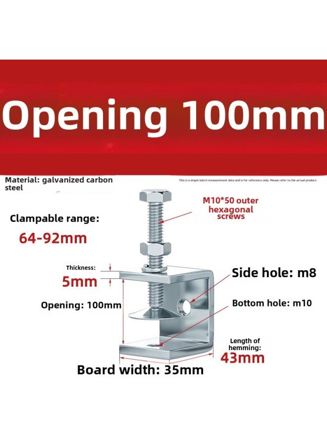 ✅✅Iron Galvanized Tiger Clip Pipe Clip Square U-shaped Fixture C- Shaped Fixture Clamper Hand Screw Lifting Ring-Specification Model:『☄★☆☆☆☄』opening 100mm  "☄★☆☆☆☄』 - Image 1