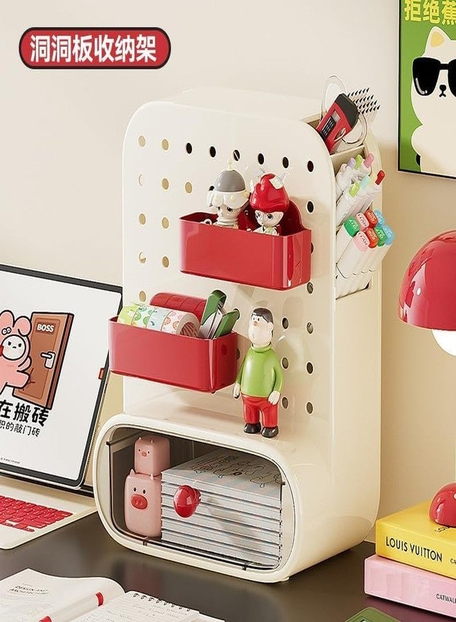 Bayleef Desktop Hole Board Storage Box Desk Stationery Finishing Artifact Storage Rack Penholder Office Study Table Storage Rack space saving - Image 2