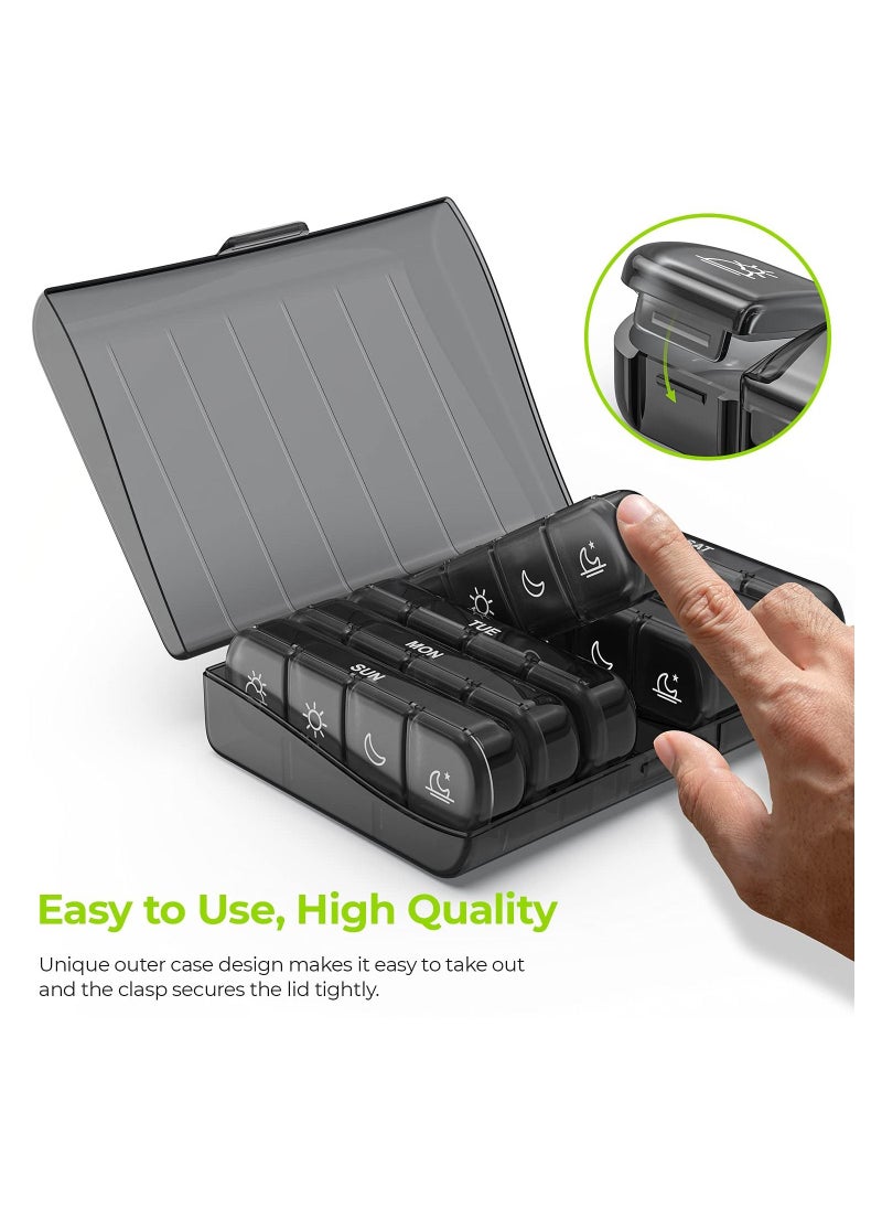 KASTWAVE Weekly Pill Organizer 4 Times a Day with 7 Daily Large Pill Box Cases to Hold Fish Oils Vitamins Supplements Medication  - Image 5