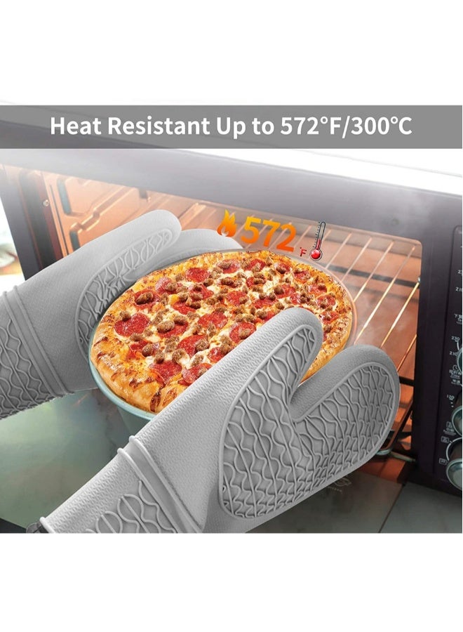 Silicone Oven Mitt, Oven Mitts Heat Resistant, Premium Silicone Slip Pot Holders, Oven Gloves with Non-Slip Textured Grip for Grilling Cooking Baking BBQ, Oven Mitt with Quilted Liner 1 Pair - Image 4