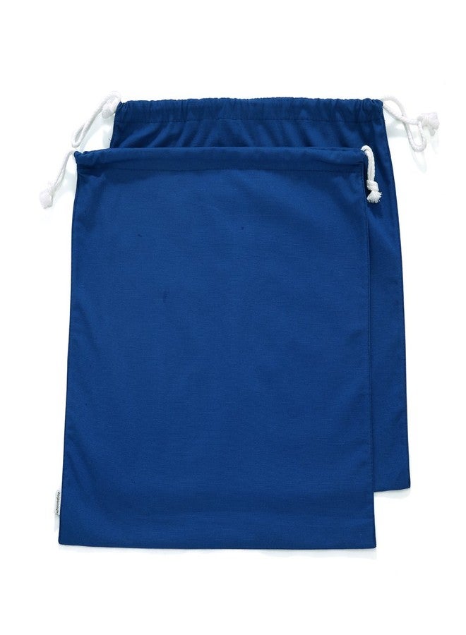 Augbunny 100% Cotton Canvas Travel Laundry Bag, 2-Pack (Small, Navy) - Image 1