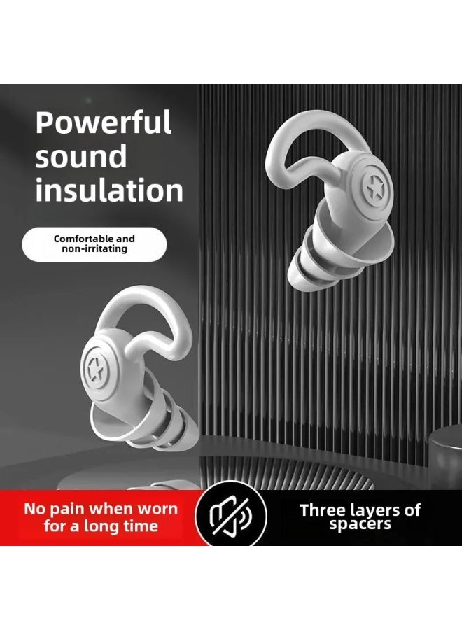 Anti-noise Noise Reduction Silicone Earplugs Swimming Waterproof Earplugs Painless Ear Hanging Type Student Dormitory Comfortable Learning Protection-Color:White Color Box + Blister Packaging + Storage Box