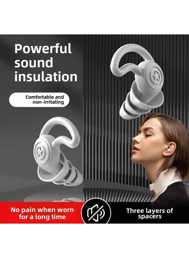 Anti-noise Noise Reduction Silicone Earplugs Swimming Waterproof Earplugs Painless Ear Hanging Type Student Dormitory Comfortable Learning Protection-Color:White Color Box + Blister Packaging + Storage Box