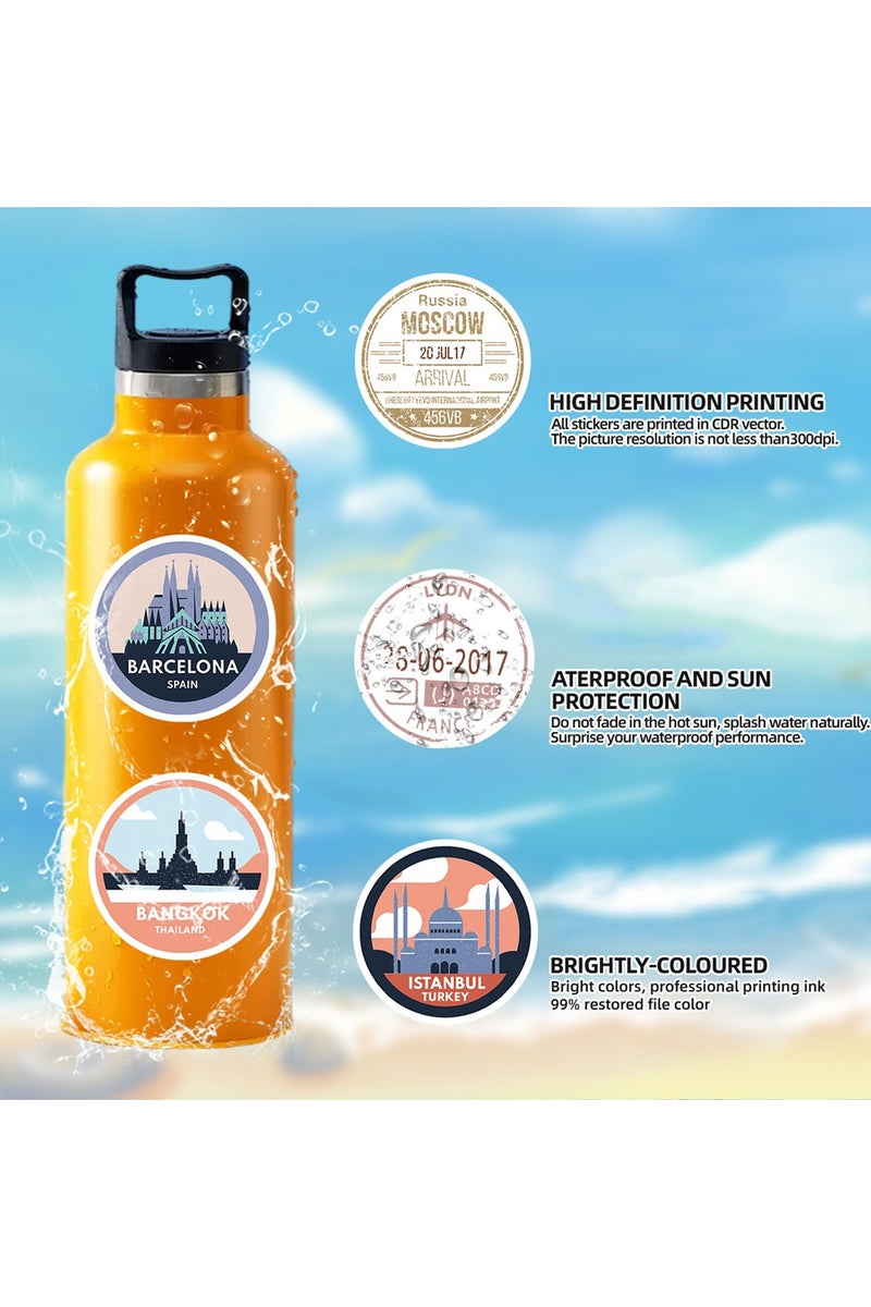 ملصقات ختم بريدية لتأشيرة السفر مقاومة للماء، ٥٠ قطعة - ملصقات فينيل لأجهزة الكمبيوتر المحمولة، والأمتعة، ودفاتر القصاصات، وحقائب السفر، وزجاجات المياه، وموضوعات السفر العالمية - Image 5