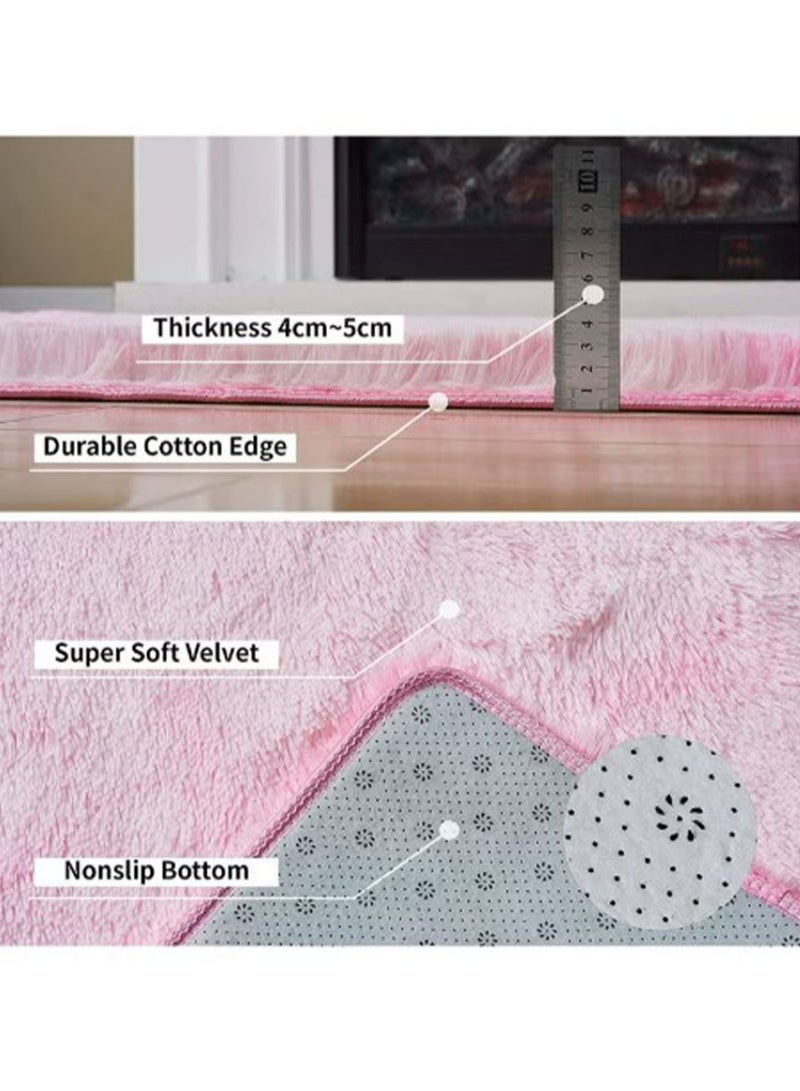 مونوج سجادة ناعمة للغاية من القطيفة المصبوغة بالربط، سجادة ناعمة كثيفة غير قابلة للانزلاق لغرفة النوم وغرفة المعيشة - Image 3