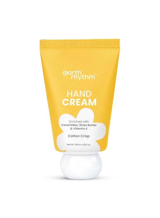 Earth Rhythm Earth Rhythm Hand Cream - Cotton Crisp for Dry & Rough Hands, Intense Moisturization Non Greasy, Fast Absorbing, Moisturizes, Enriched with Ceramides, Shea Butter, Cacao Seed Butter for Men & Women - 30ml  - Image 5