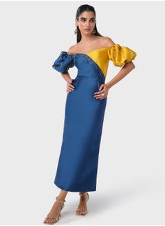 Threadz by Ajooni Off Shoulder Embellished Dress  - Image 1