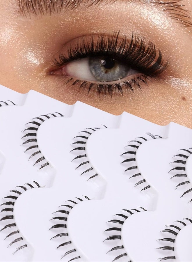zanlufly False Eyelashes Bottom Lashes Wispy Natural Mink Lashes Clear Band DIY Lashes Reusable Soft Handmade Lashes Pack - Image 1