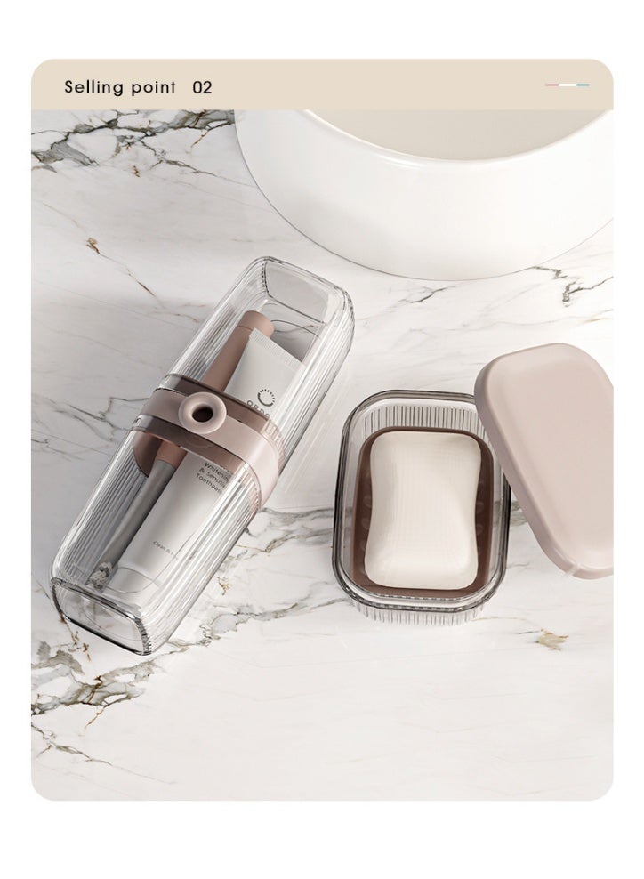 HOMESTAR Portable Travel Mouthwash Cup & Soap Box Set - Soap Box, Toothbrush Box - Leakproof Soap Container With Toothbrush Holder, Compact Toiletry Organizer For Bathroom Shower, Gym, School, Camping, Vacation, Outdoor Use Bathroom Shower Set (Grey 6.9*6.9*20cm/7*4*11cm) - Image 5