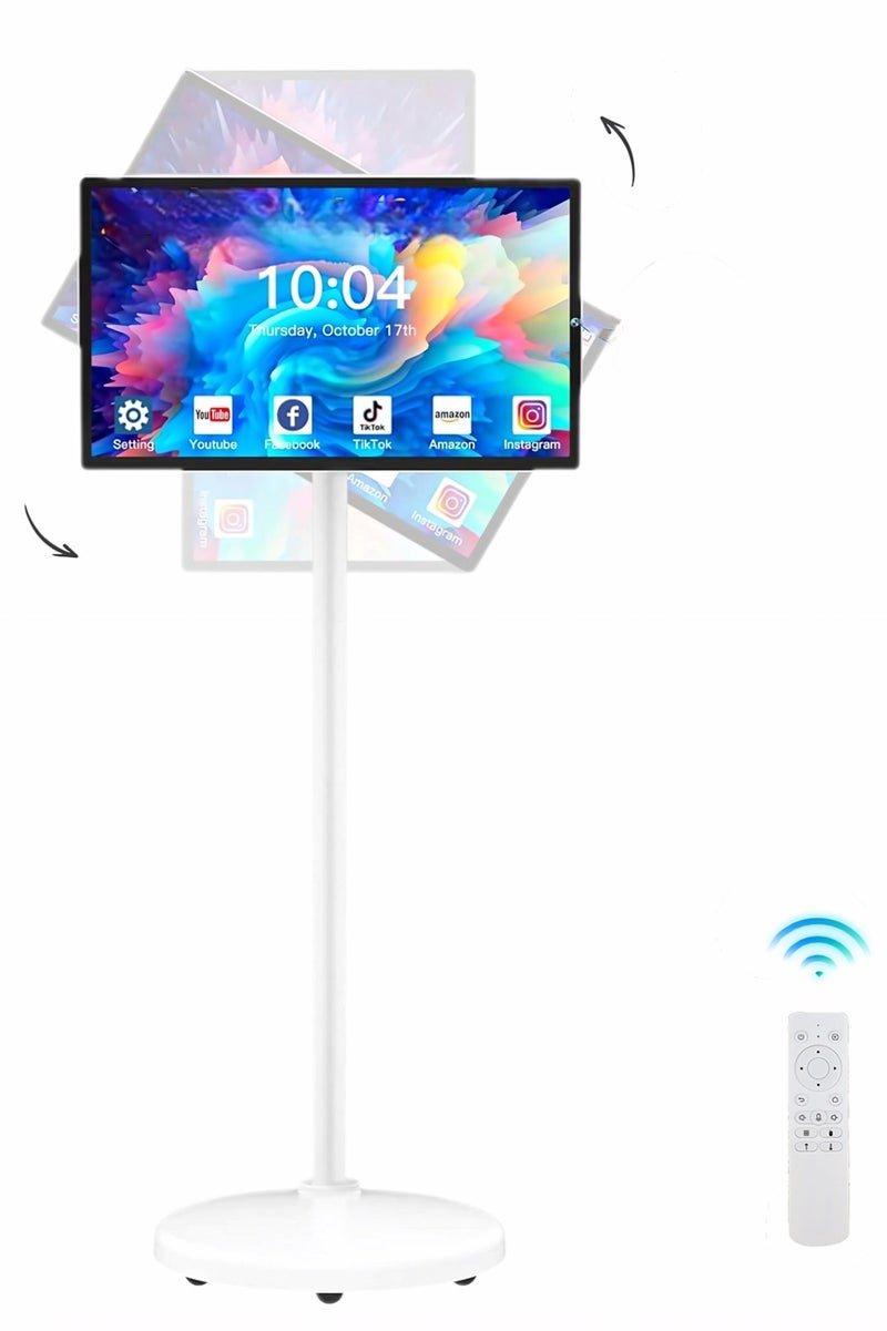 OTTAL New Model 24 Inch Rolling Smart TV with 1080P Touch Screen | Android 13 OS | MTK 8-core CPU | 6G+128G Storage | Built-in 13MP Camera | Remote Voice Control | Full Rotation Portable TV on Wheels，Stand by Me - Image 1