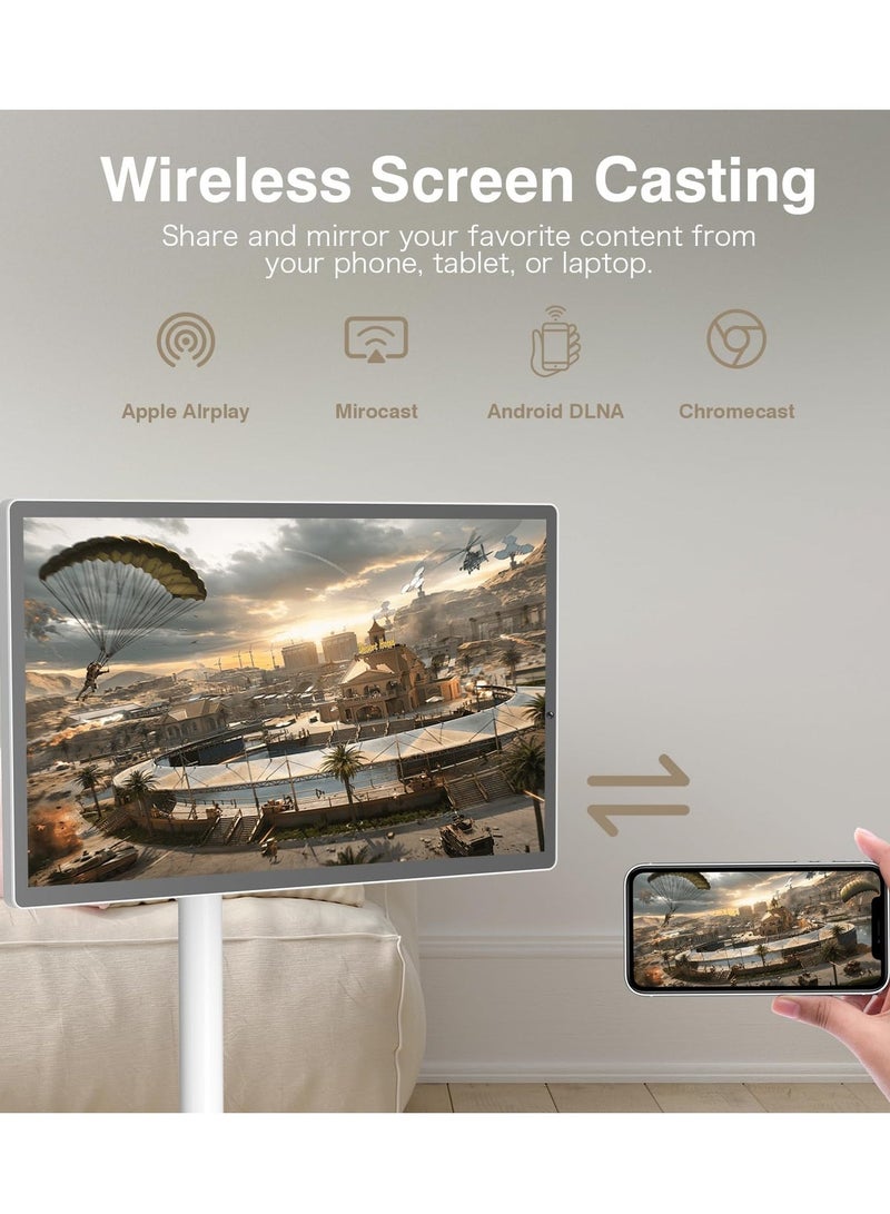 OTTAL New Model 24 Inch Rolling Smart TV with 1080P Touch Screen | Android 13 OS | MTK 8-core CPU | 6G+128G Storage | Built-in 13MP Camera | Remote Voice Control | Full Rotation Portable TV on Wheels，Stand by Me - Image 5