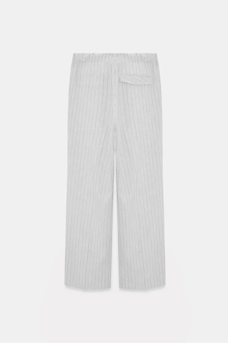 Dilvin Light Grey DILVIN Striped Wide-leg Palazzo Trousers for Women | Best Price UAE