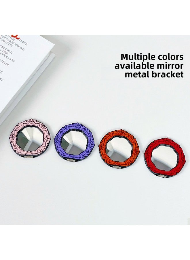 Mobile Phone Case Stand Multifunctional Oval Lace Metal Lazy Stand Makeup Mirror Back Sticker Folding Stand-Colour:Pink  - Image 4